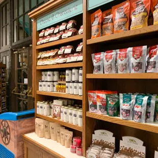 a variety of products on shelves