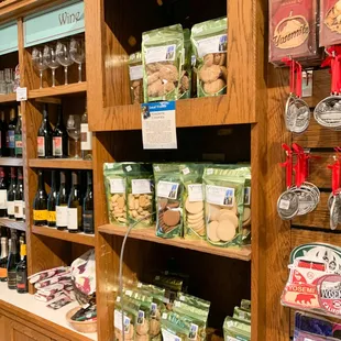 a variety of products on display