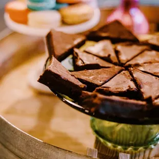 a chocolate cake on a cake stand