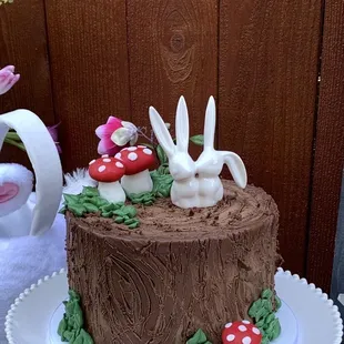 Custom cake. I added the ceramic bunny as a topper.