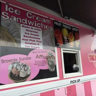 a pink ice cream sandwich truck