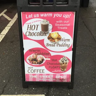 a sign for hot chocolate