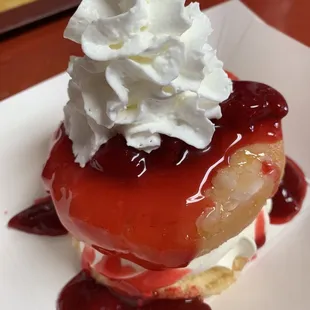 Strawberry donut sundae
