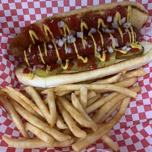 Hot dog and fries