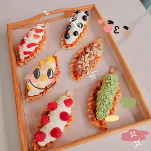 a variety of food items on a tray