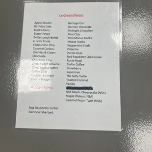 Ice cream flavors 4/24