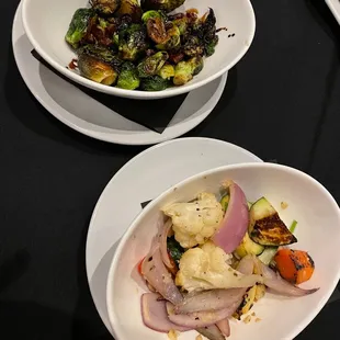two plates of food on a table