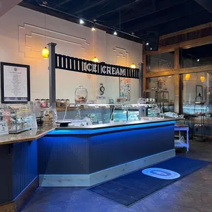 the interior of a bakery