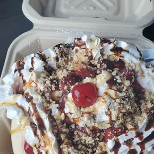 Banana split funnel cake...$13