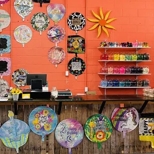 a display of handmade paper plates