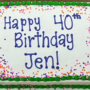 Devils food sheet cake with a simple design to match the main cake.