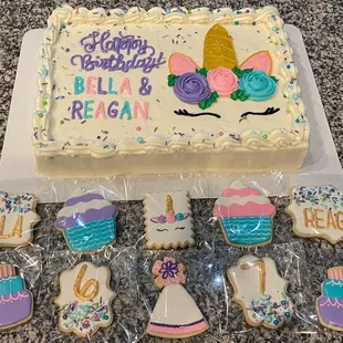 Custom Unicorn Cake and Cookies