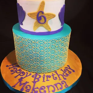 A pretty two-tier birthday cake!