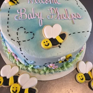 Baby shower cake and matching cookies! So cute!!