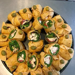 Catering platters! Yum, wraps.