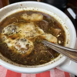 What's the grass like things in the french onion soup?