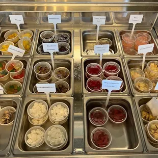 a display of different types of condiments