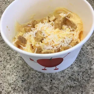 a bowl of food on a counter