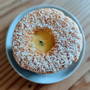 Flourless lemon thyme custard cake.