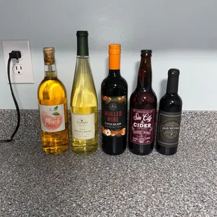 a variety of wine bottles