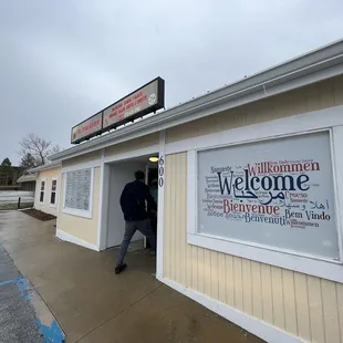 the entrance to the restaurant