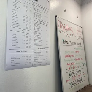 From what I understand during the week the lunch menu hangs where the dry erase board is