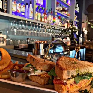 Caprese sandwich and fries