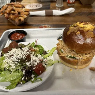 Watermelon salad (small), smoked chicken, fries