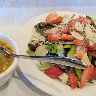 Strawberry-Asparagus Salad and Soup of the Day (gumbo)