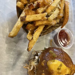 Smoked Chicken Sandwich and Parmesan Fries