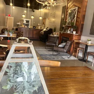 a wooden table with a glass top