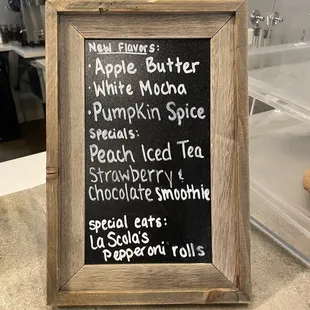 Seasonal menu (Oct. 6, 2021)