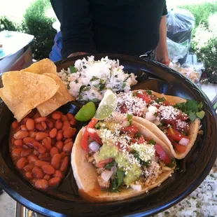 Beef &amp; Chicken Tacos Rice &amp; Beans