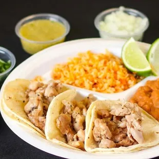 Freshly Made Corn Tortillas - 3 Grilled Chicken Taco Combo