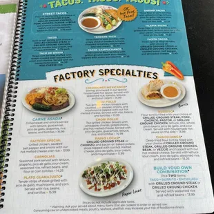 Taco Factory Menu pg. 2