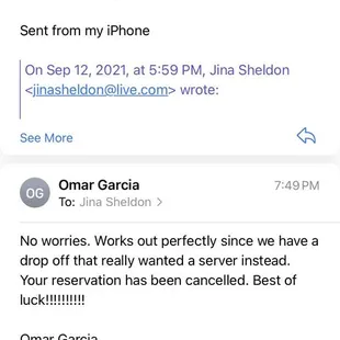 Terrible customer service. Such a shame.