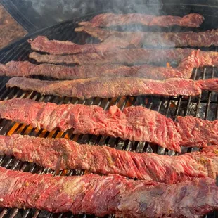 Cooking out PRIME SKIRT STEAK for catering events