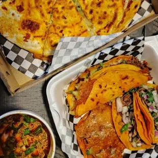 a variety of taco dishes