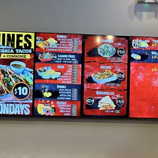 Menu of the items they serve.