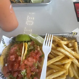 Chicken and steak tacos