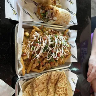 Chicken Flour Quesadilla Birria Burrito Chicken Loaded Fries