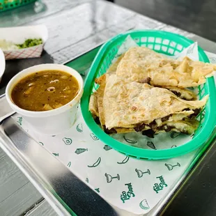 Charro Beans (SO good!) and Beef Quesadilla