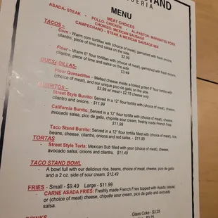 menu