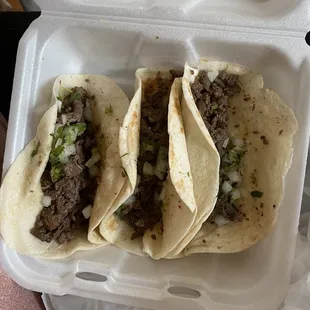 Carne Asada Tacos on flour tortilla