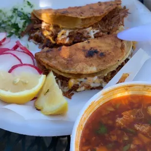 Birria tacos with consume!