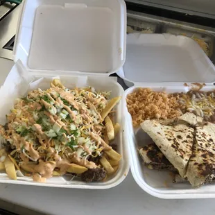 Asada Fries &amp; Asada Quesadilla