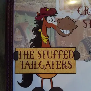 a horse holding a sign