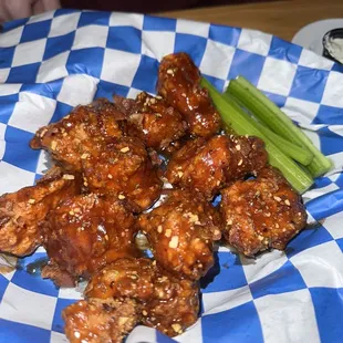 Their signature bourbon citrus Boneless Wings