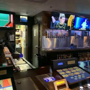 the bar and televisions