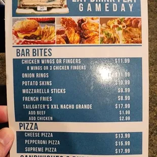 GameDay menu